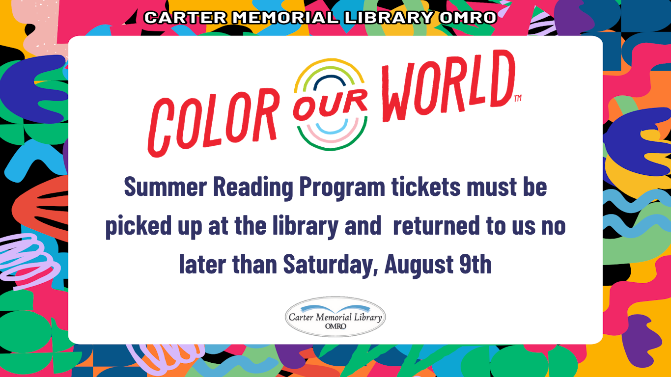Don't forget your Summer Reading Program tickets!