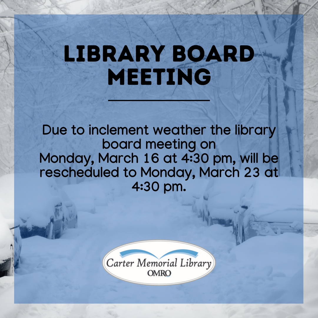 Library Board Meeting Rescheduled
