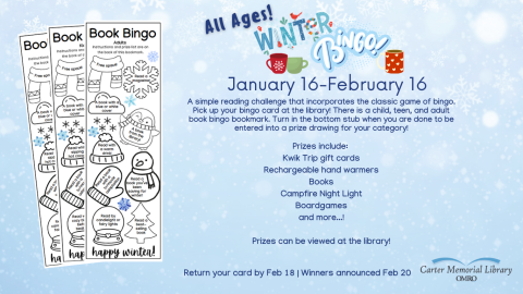Winter Book Bingo - Jan 16 thru Feb 16